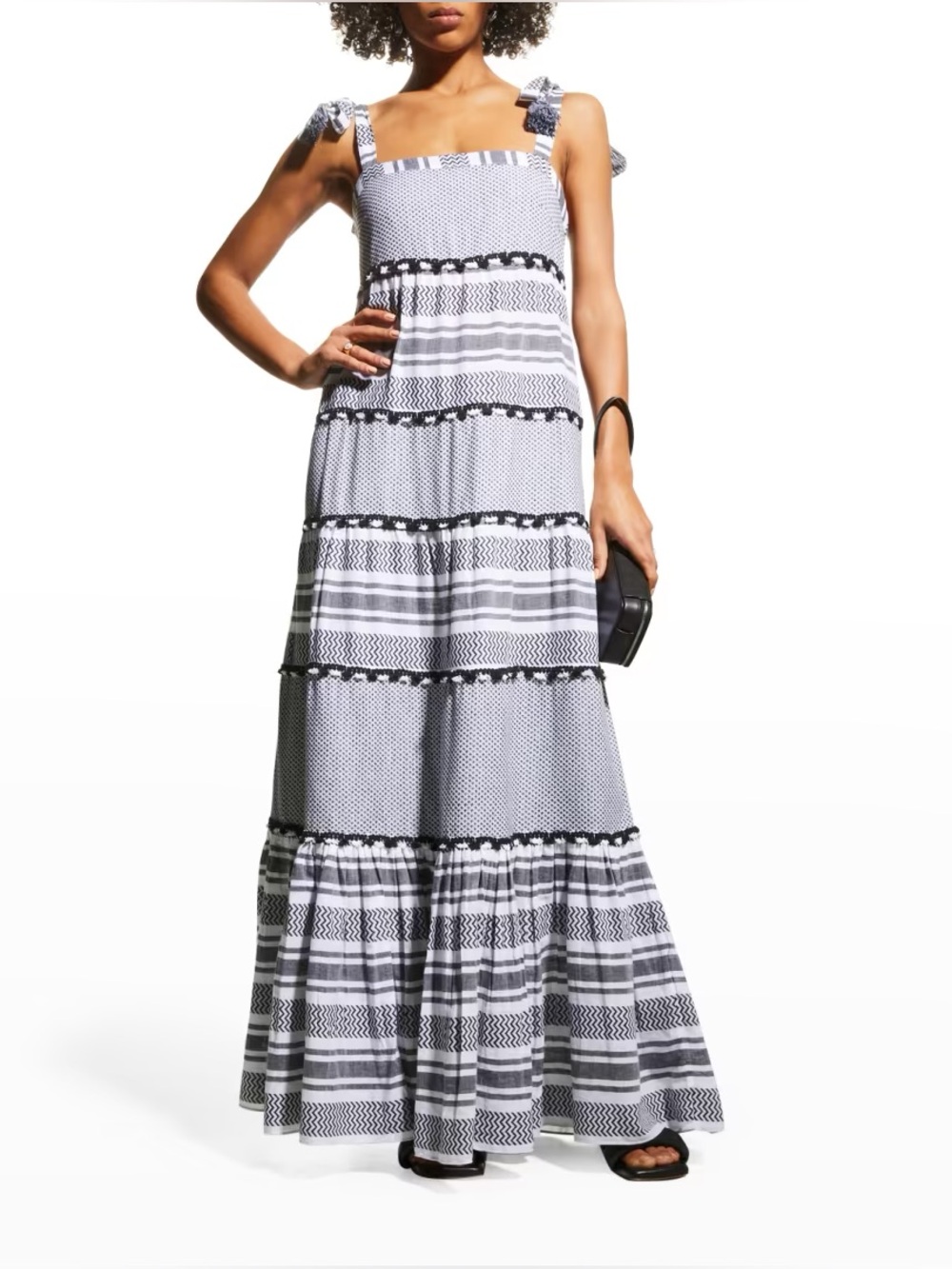 NWT Veronica Beard "Quartz" Tassel Stripe 100% Cotton Maxi Dress Boho Vibe